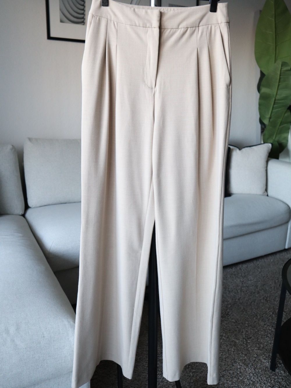 House of Harlow Classic High-Waist Beige Trousers